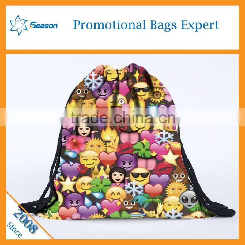 New recycle custom 600d polyester emoji backpack emoji bag