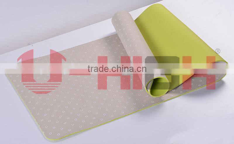 rubber yoga mat 016 TPE Flower Emb. Linen Yoga Mat