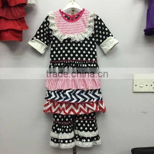 2016 New Arrival Toddler Outfits High Quality Baby Girls Ruffle Outfit Fashion Childrens Boutique Clothing