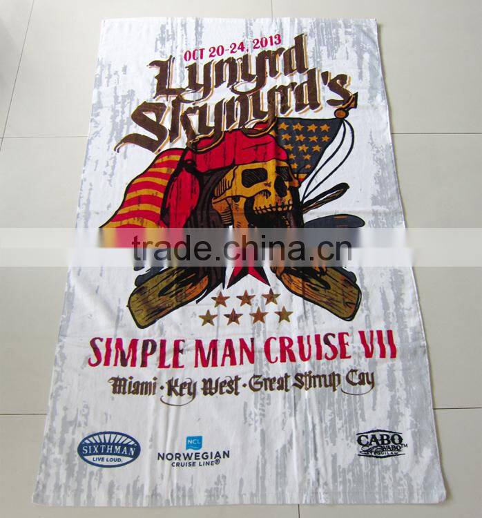 100% cotton black and white printed promotional beach towel