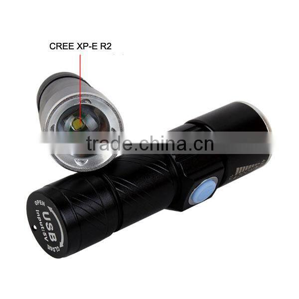 C92 Build in Battery Zoomable Led Rechargeable Flashlight mini usb charging flashlight