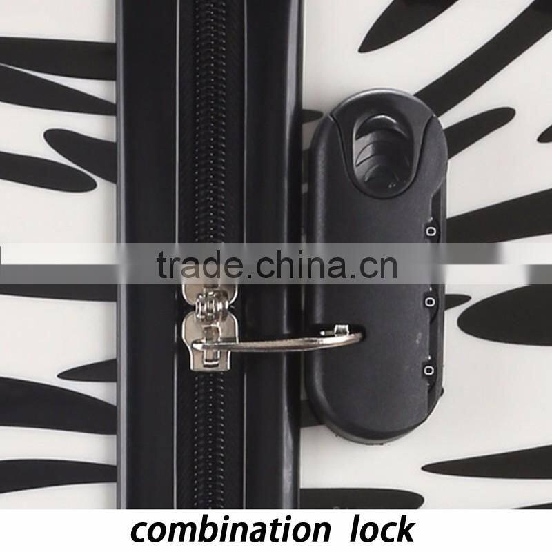 PC Kids Fancy Lightweight Spinner Luggage Travel Case Trolley Hard Case With Zebra Printing