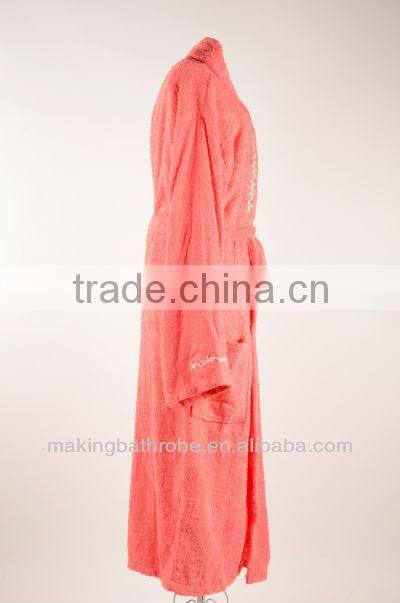 100% cotton terry red adult bathrobe
