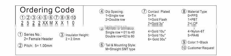 1..00mm smt pin female header connector