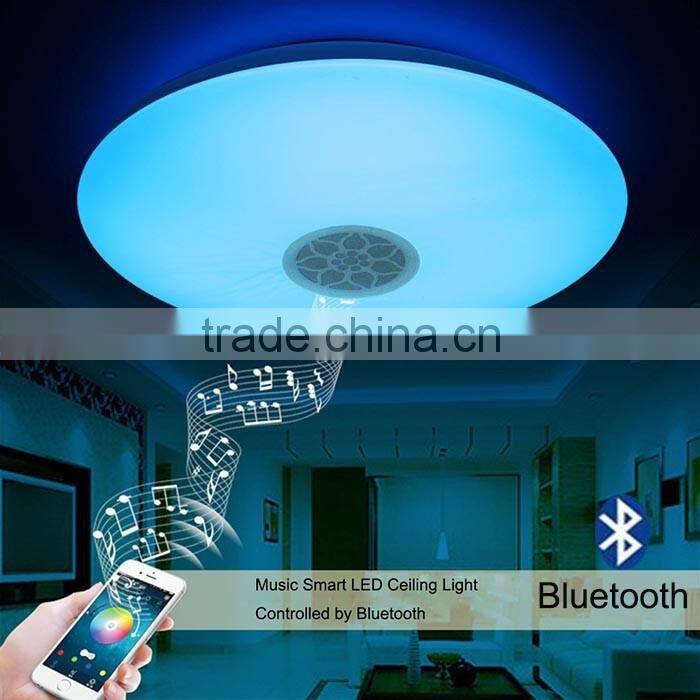Dimmable 42W LED Ceiling Light with Built-in Bluetooth Speaker Brightness Music Lamp 1760LM AC220V APP Control