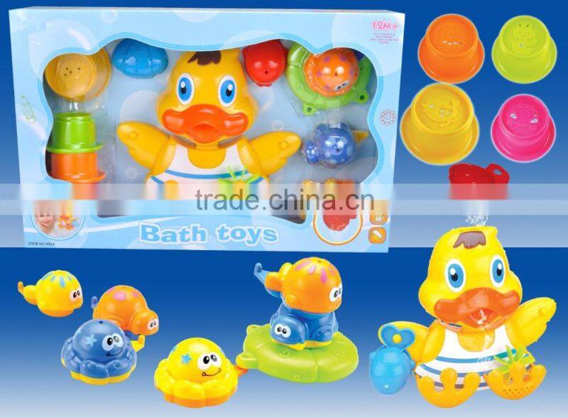 2016 babies toy bath toy squirt duck organizer with CE/ROHS certificates