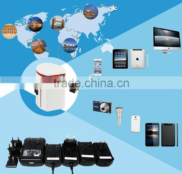 2015 dual usb universal travel adapter with USA / Australia / Europe / UK worldwide plugs universal travel adapter