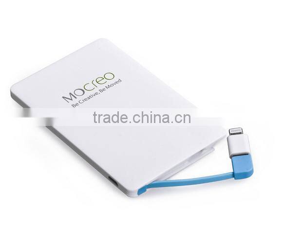 2016 CE ROHS FCC Approved Ultra Thin Power Bank 2600 mah For Promotional Gifts