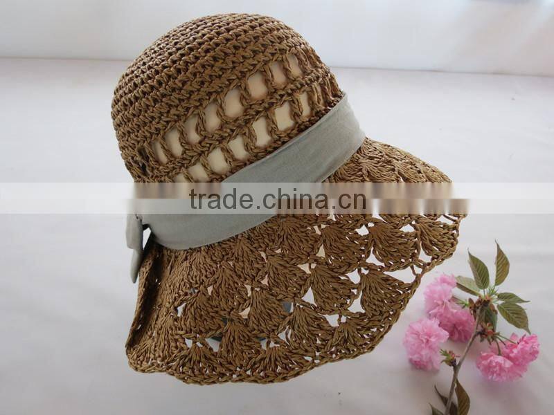 Fashion raffia straw crochet hat cheap
