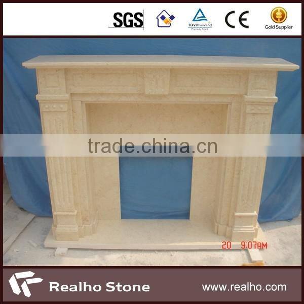 natural beige marble fireplace for indoor home decoration