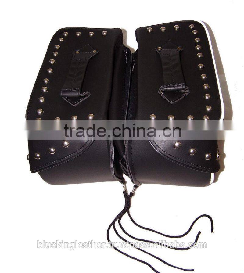 Silver Star black leather studded royal star saddlebags bags