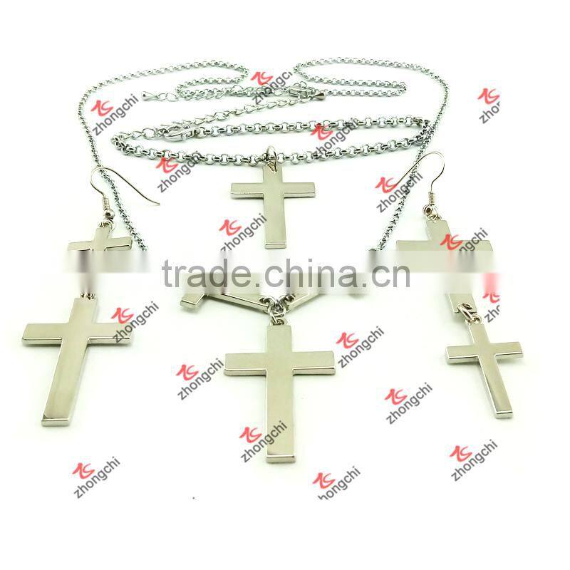 Jewelry Factory Simple Silver Cross Earrings for Girls (SCE51031)