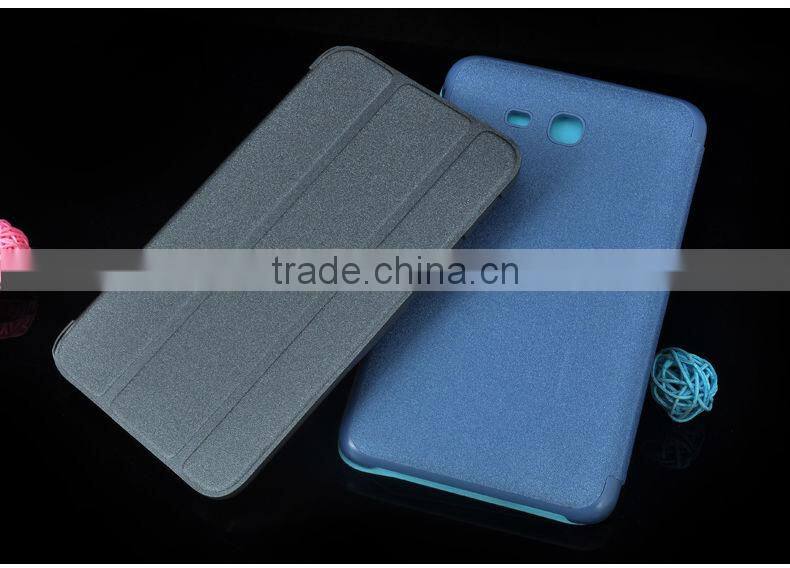 hot selling gold sand seaside pu case for samsung tab 3 lite T110/T320/P601