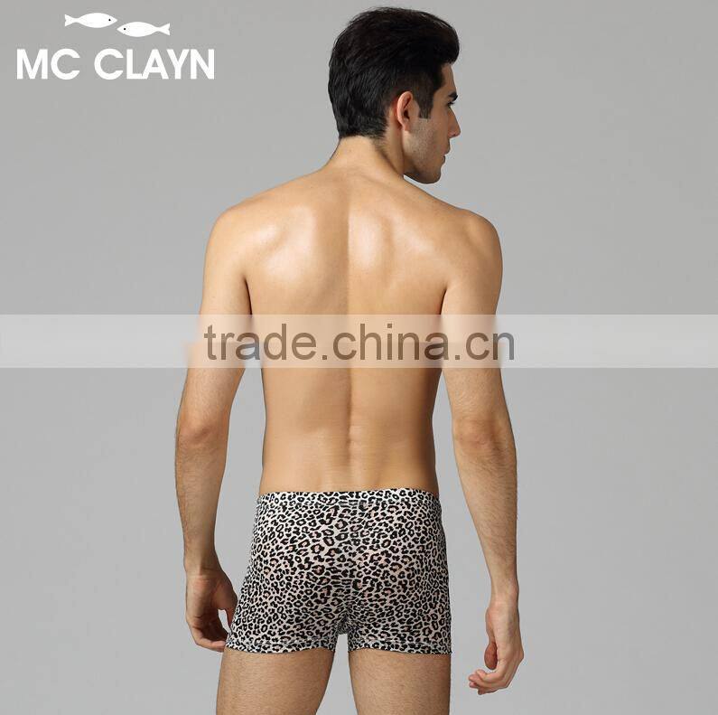 MC CLAYN Ultra-thin seamless silk viscose soft comfortable sexy male leopard print boxers panties Underwears