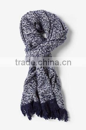 2016 fashion custom made mens wool woven fringed scarfs