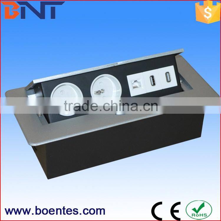 Europe Popular Desktop Power Pop Up Socket with French/EU/UK Outlet for Conference Furniture