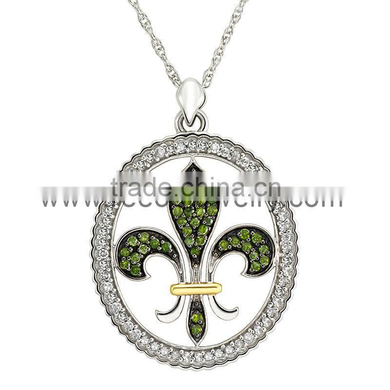 Hot sale faux crystal Ivy fleur de lis pendant