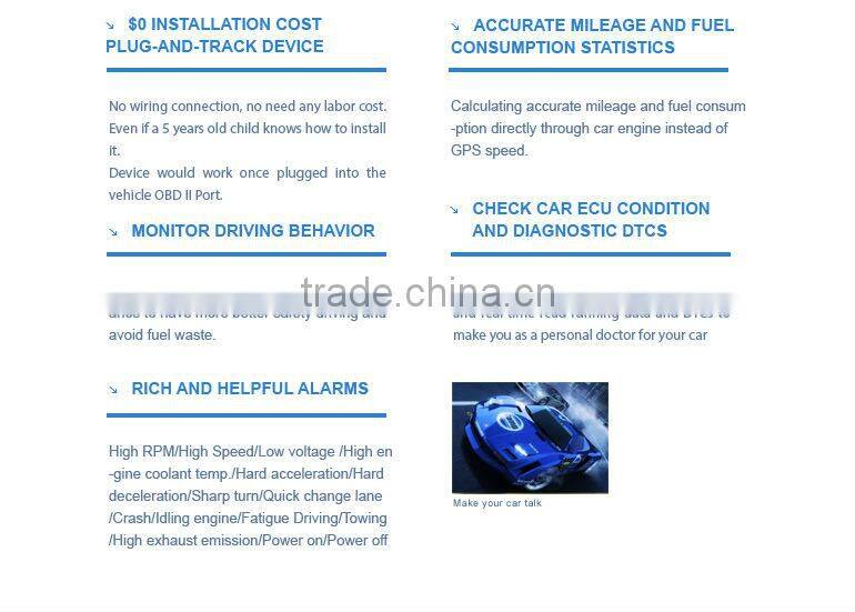 car GPS model, OBD, CAN bus,adapter, tracker,and truck ODBII gps tracker with driving behavior
