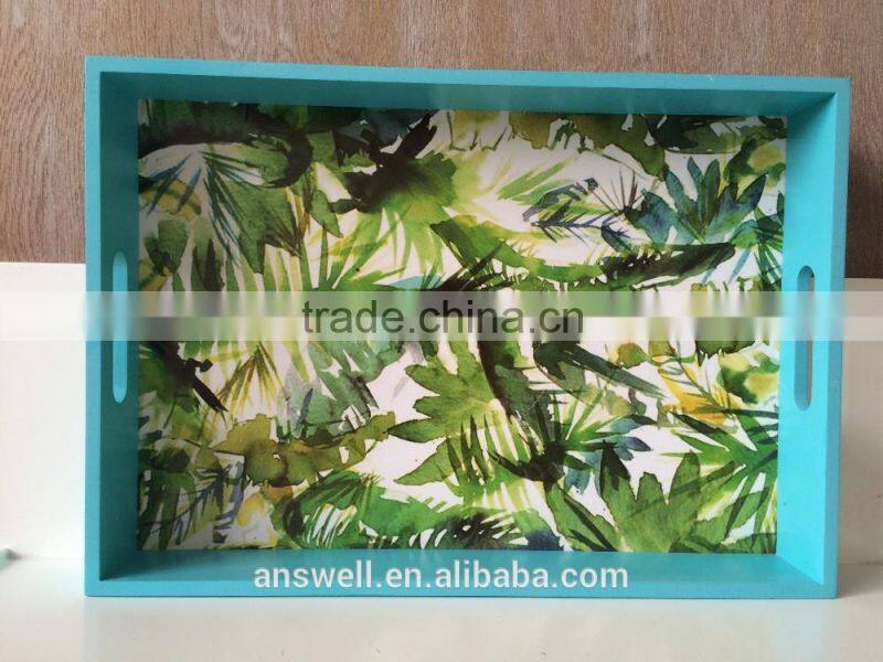 colored discount handmade green plant discorative wooden tray
