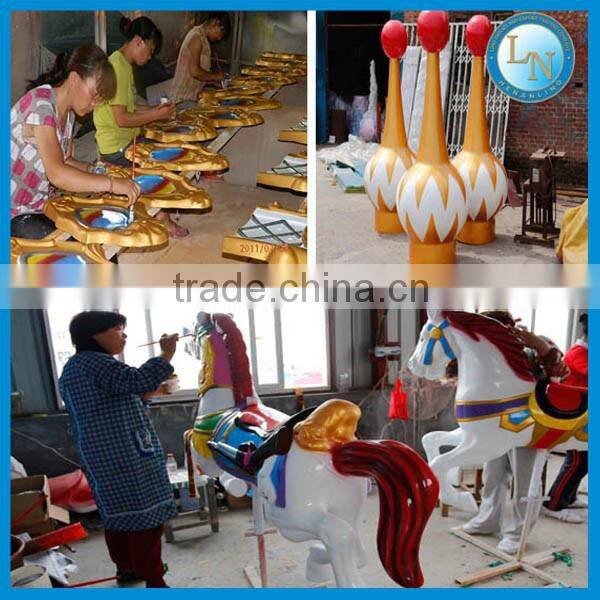 Theme park fairground carousel rides amusement park ride Fiberglass merry go round luxury double deck carousel for sale