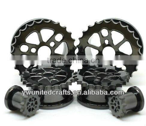 Sprocket Blackline Screw Fit Flesh Tunnels Ear Gauge Plugs