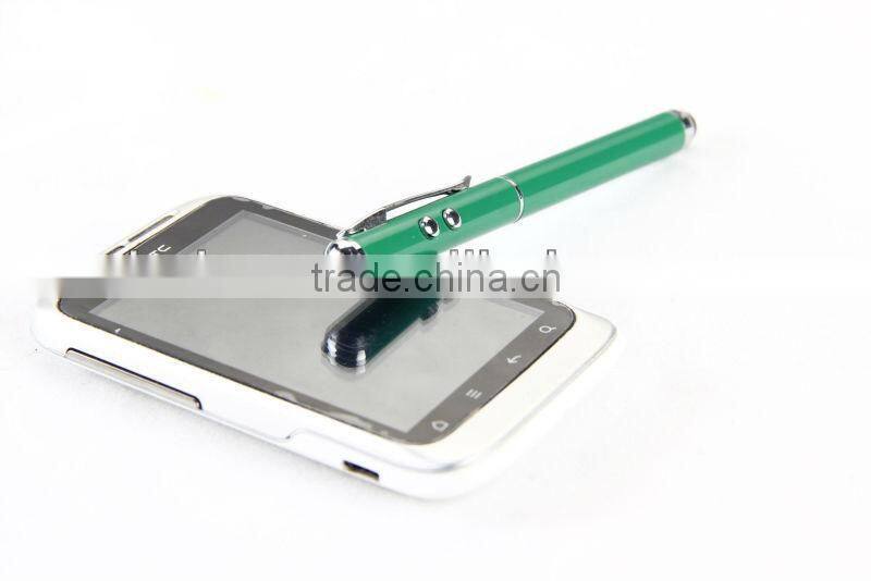 4in1 pen soft stylus touch pen ball pen with LED light and laser for iPhone/iPad
