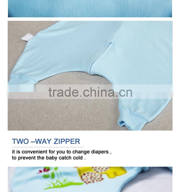 100% cotton anti kicking infant child foot sleeping bag long sleeve without filling blue style