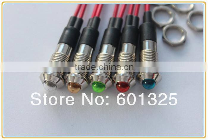 8mm LED color changing indicator light with 20cm wire
