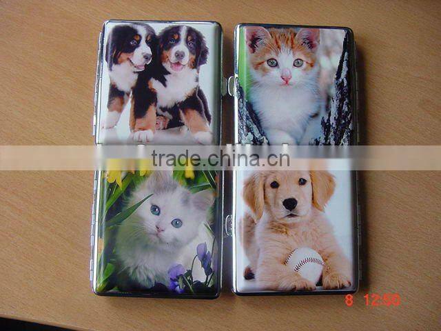 genuine leather covered metal cigarette case novely design