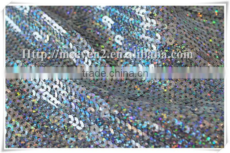 Trendy silver shiny sequins garment textile lace fabrics sequin cloth material fabric