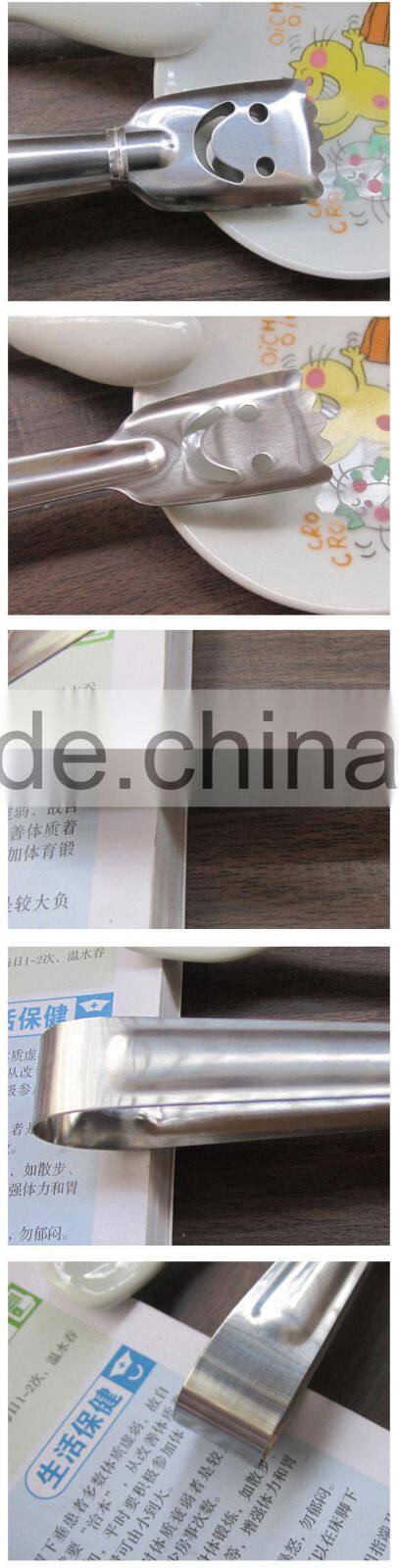 Stainless Steel Smile Food Bread clip BBQ Tongs Steak Grip Kitchen Food Vegetable Spring Clip Clamp Cake Tongs Barbecue Clip S72