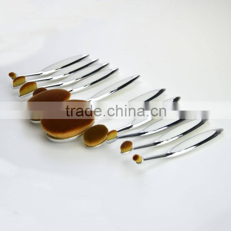 Wholesale make up brushes private label 10pieces tooth shape makeup brushes oval foundation makeup brush