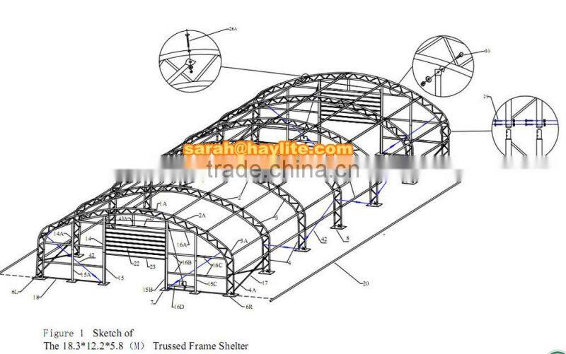 Construction steel structure warehouse Tent 40FT x60FT