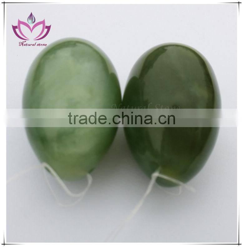 Kegel Muscles Exercises - Set of 3 Essence of Jade (TM) 100% Natural green Jade Eggs with Strings