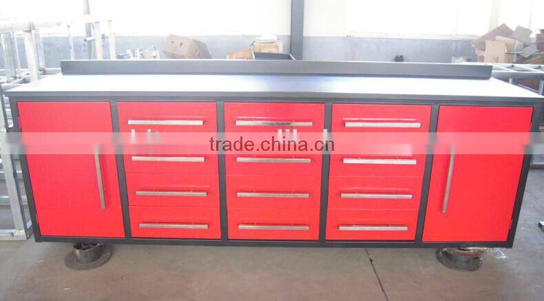 Steel work bench with drawers
