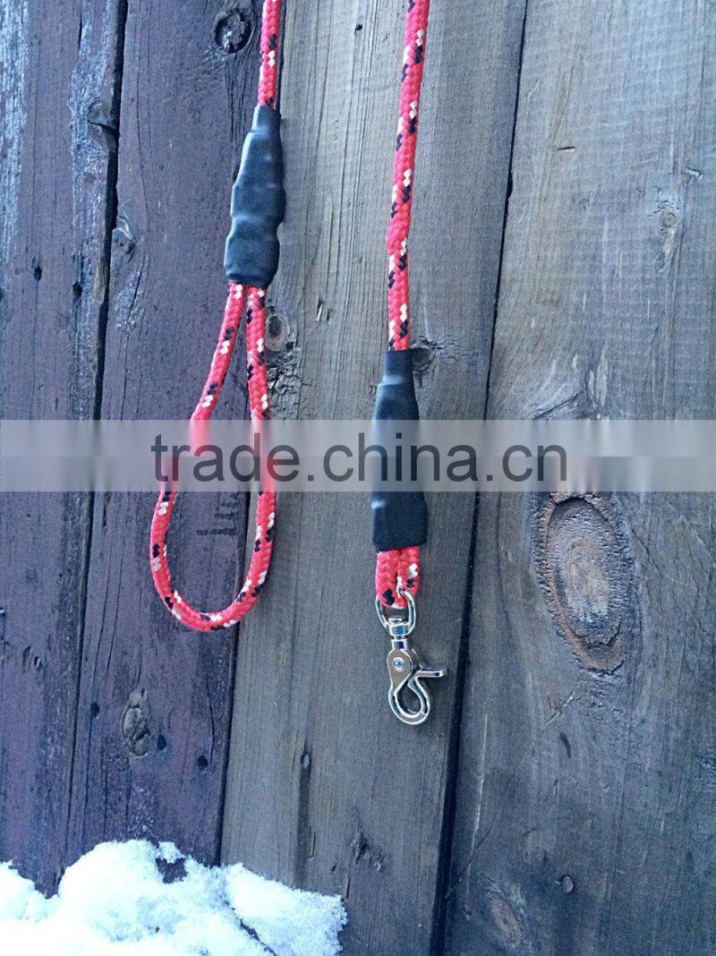 Heavy Duty Climbing Rope Dog Leash - 3/8 Inch Rope - Red and Black/White Line
