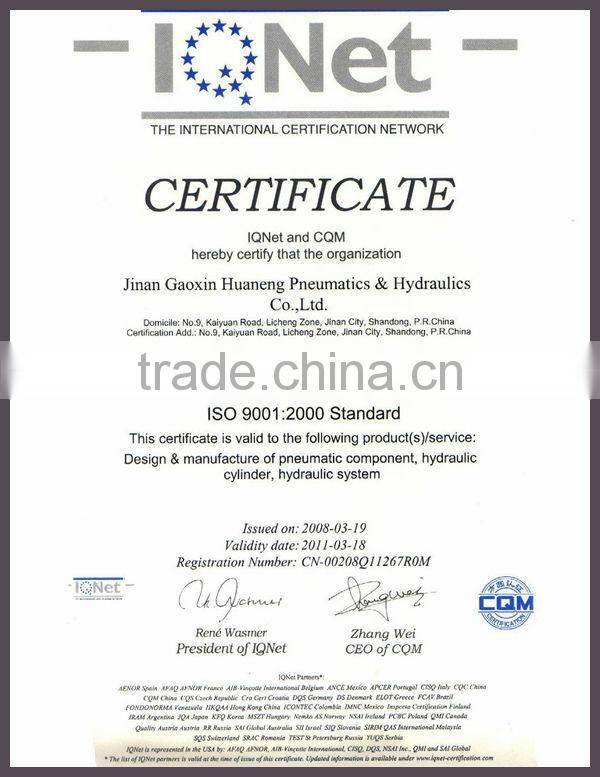 Double acting hydraulic cylinder with brackets and tie rods