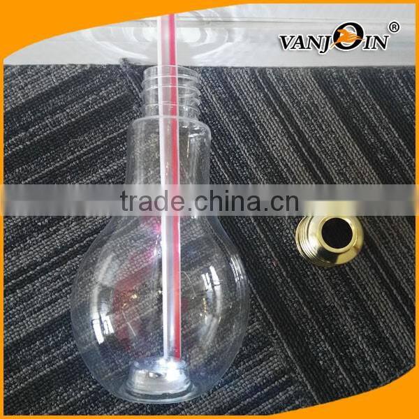 High Quality Big Mouth Unique Shaped Light Bulb Shape 700ML Plastic Bottle for Beverage Bottles