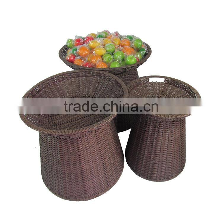 Large capability synthetic rattan woven display basket with stand