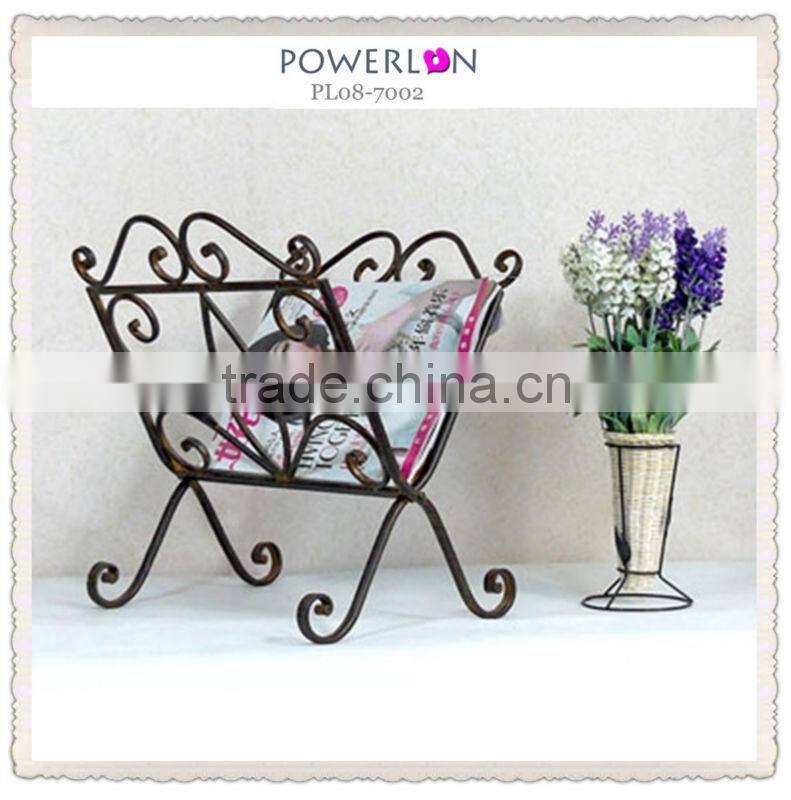 Outdoor elegant decorative 3-tier metal magazine display rack