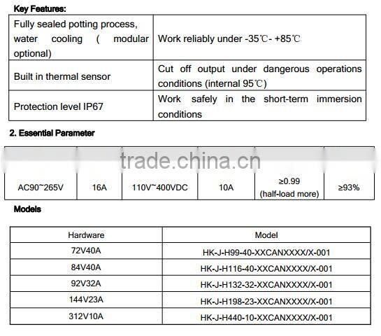 3.3 kw waterproof HF PFC battery charger with auxiliary output power