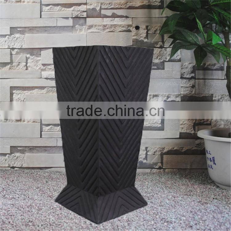 Hotel decoration fiberglass tall square flower pot bronze planter