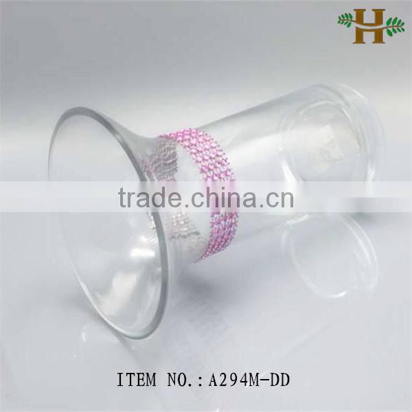rhinestone clear flower shaped glass vase