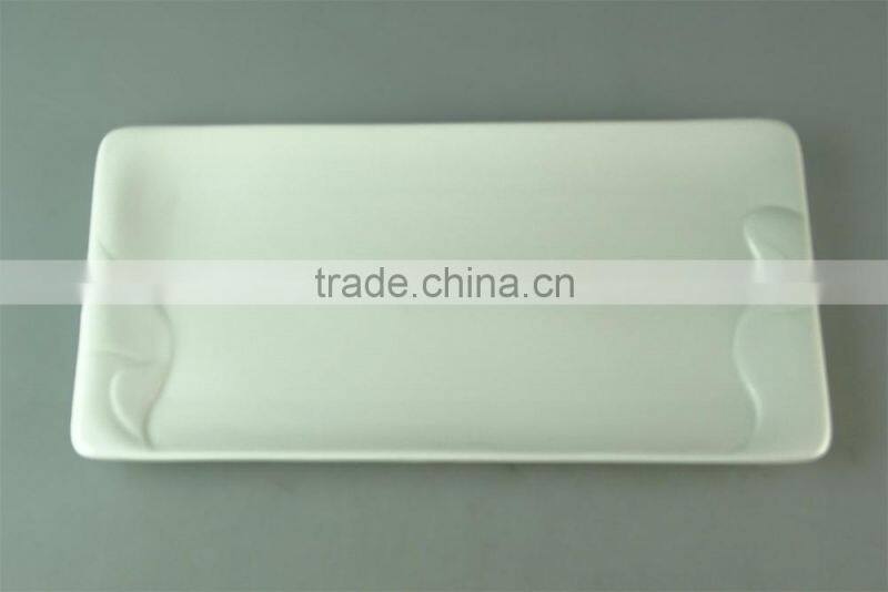Cheap ceramic white dinner plate,Rectangular porcelain plate for wholesale