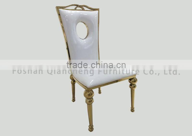 white PU golden stainless steel wedding chair