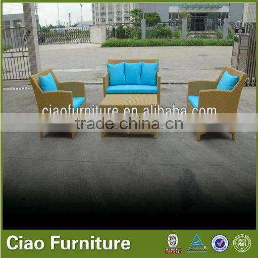 Dark color rattan garden sofa set with cushion