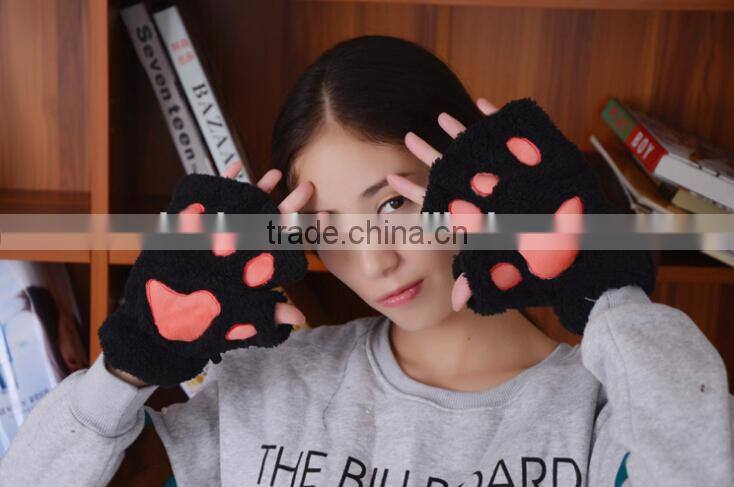 Winter warm animal plush gloves cute