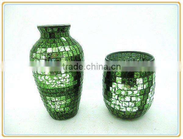 Table Decor Turquoise Glass Craft Set Handmade Different Types Mosaic Vases