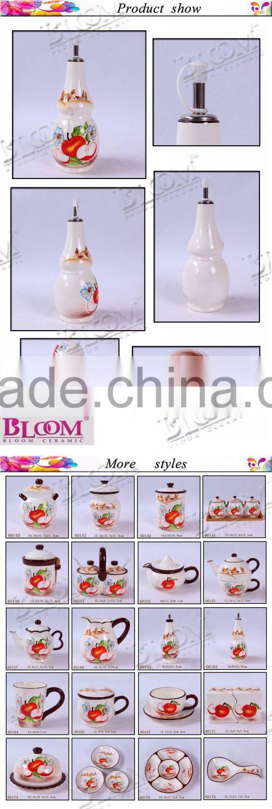 Fashion modern decals desgin ceramic sauce bottle