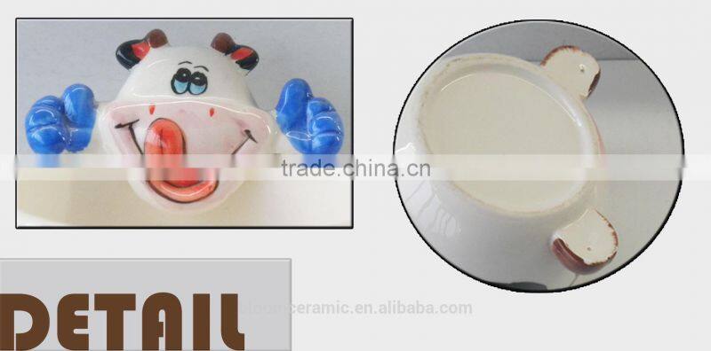 antique ceramic cow bowl without handles
